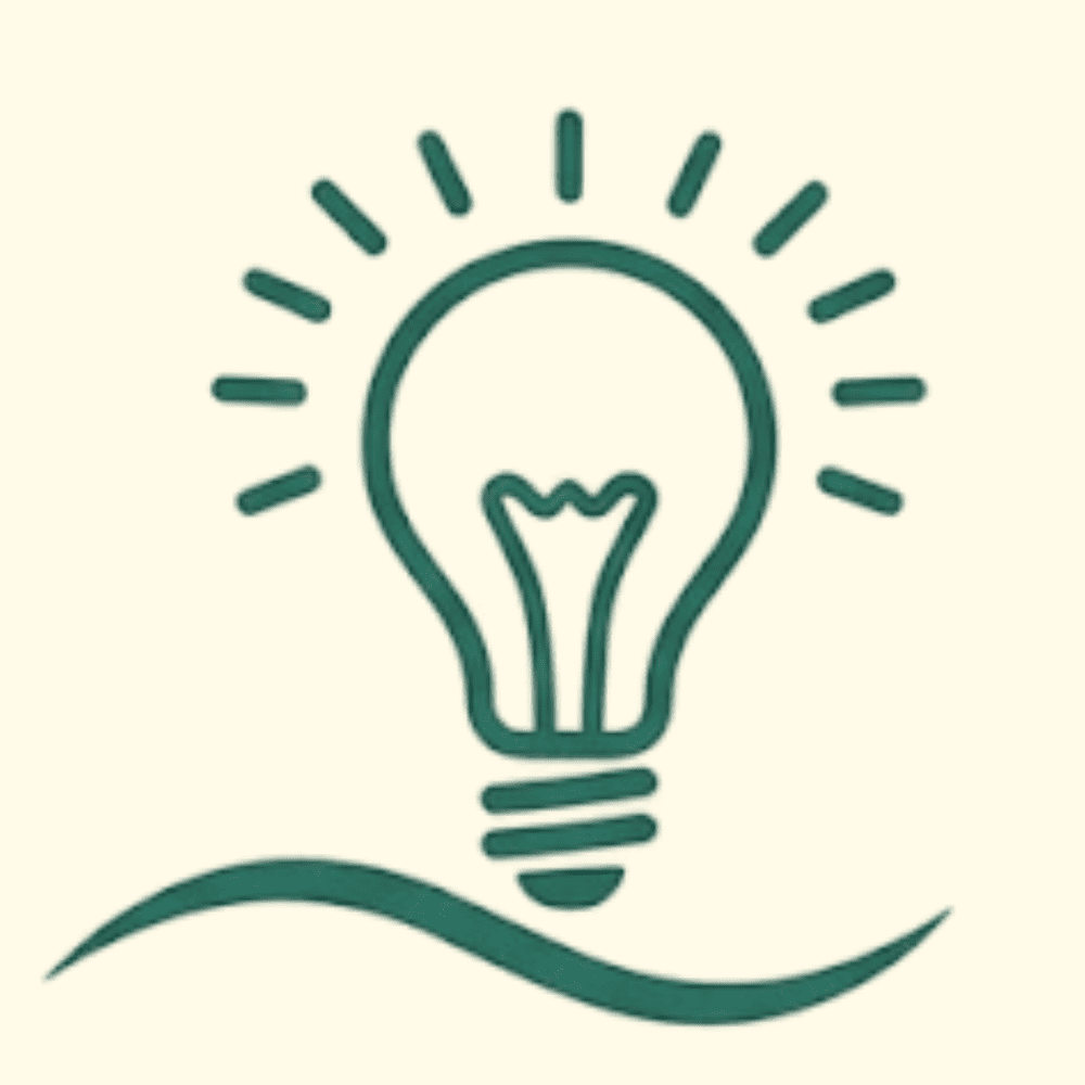 Icono de una bombilla verde encendida que representa innovación, sostenibilidad y eficiencia energética.
